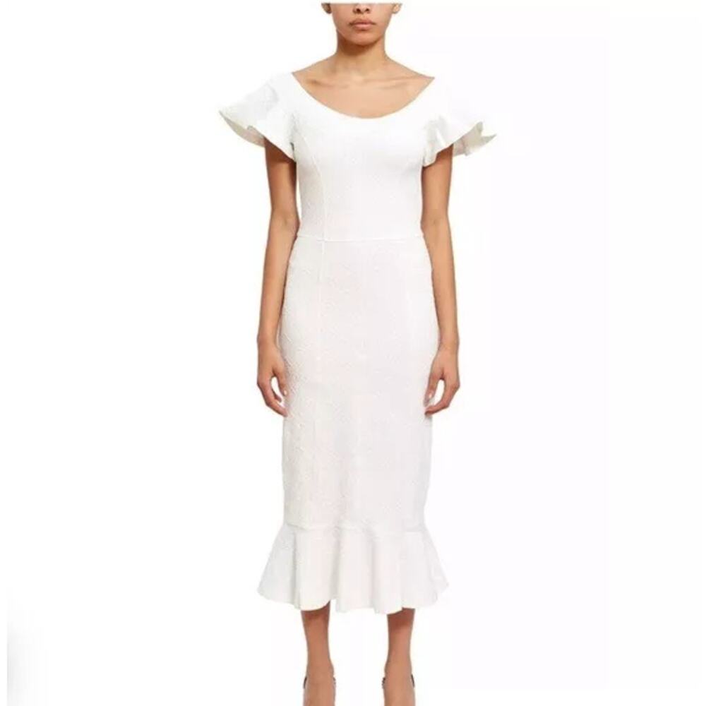 Opening Ceremony Jacquard Lotus Flutter Sleeve Midi Dress